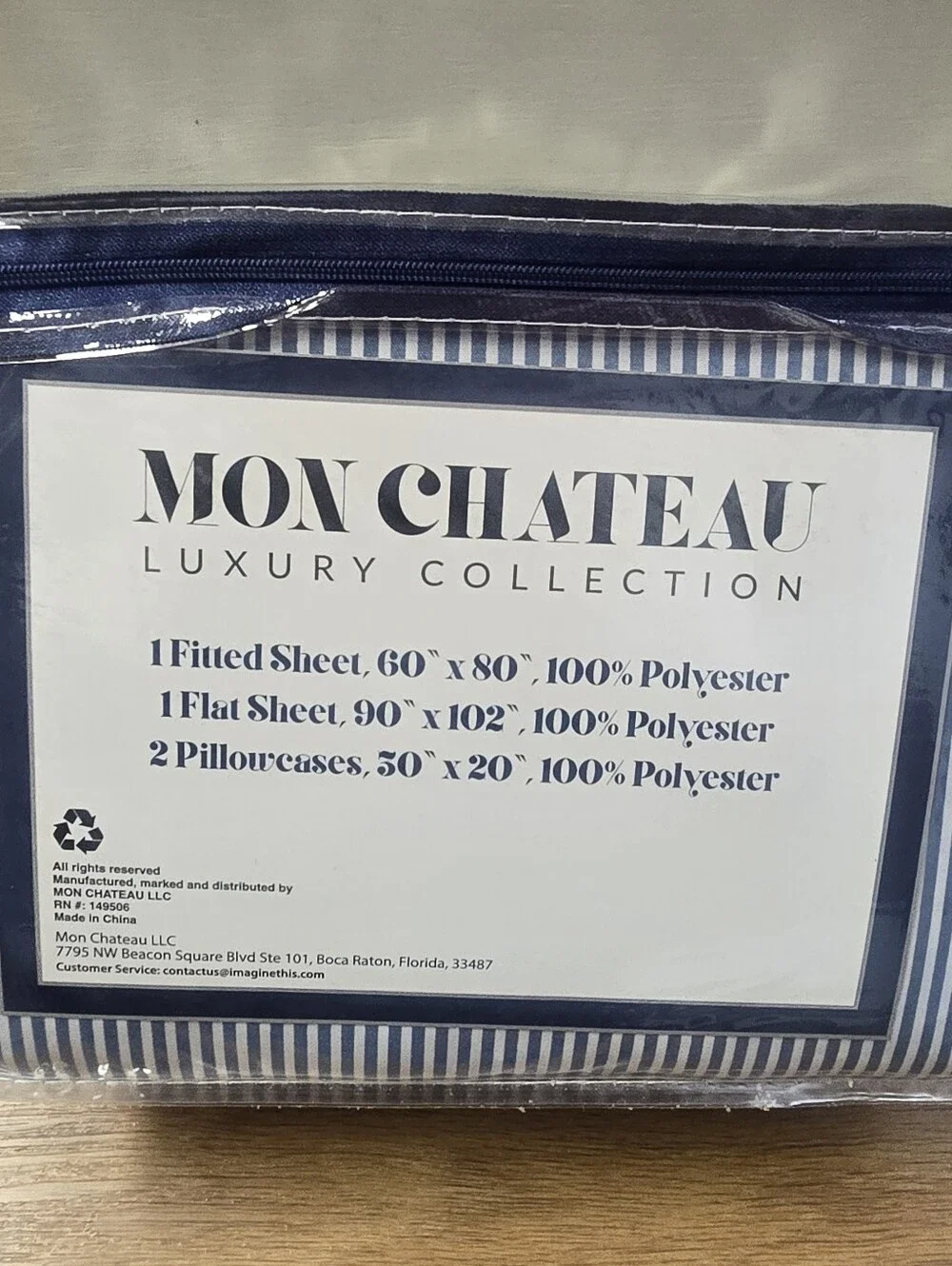 Chateau Navy and White Striped Queen Sheet Set